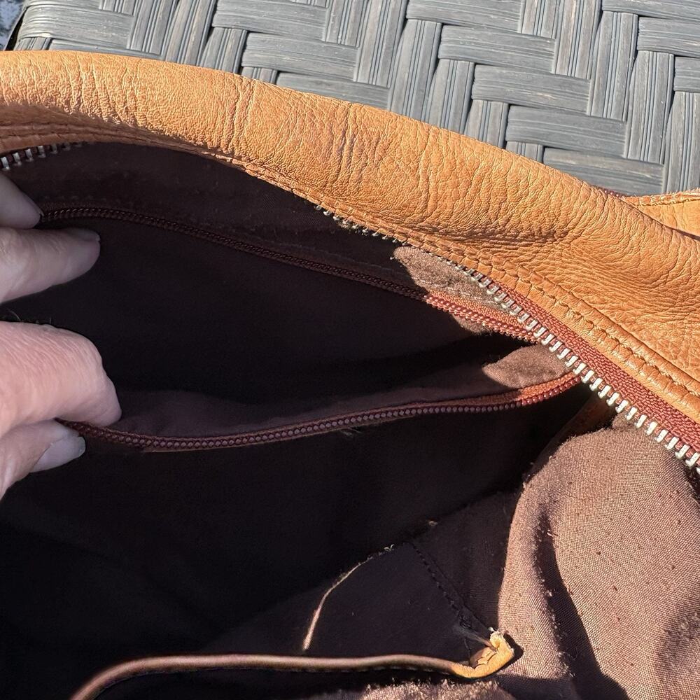 Vilenca Holland | Purse Shoulder Bag Brown Leather Basketweave Crossbody Zip - Picture 10 of 13